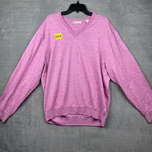 Donald Ross Womens V Neck Sweater XL Lavender 100% Merino Wool Long Sleeve Golf‎